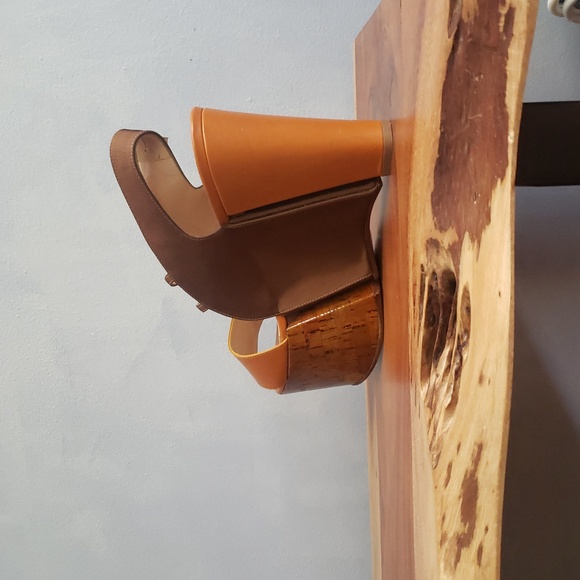 FENDI LEATHER, FABRIC CORK, PLATFORM SHOES US 8.5, 9 - Picture 6 of 16